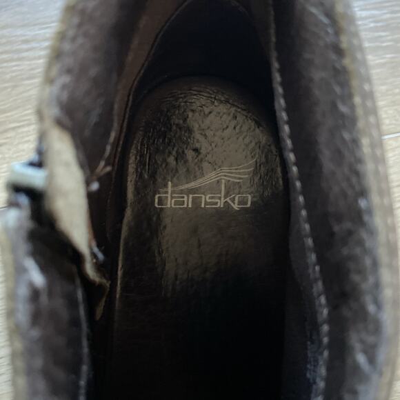 Dansko Maria Ankle Boots Sz 37 EU 6 US Brown Leather Milled Nubuck - Picture 9 of 11